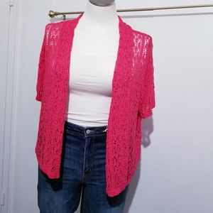 Sag Harbor Open Knitted Cardigan Pink XL